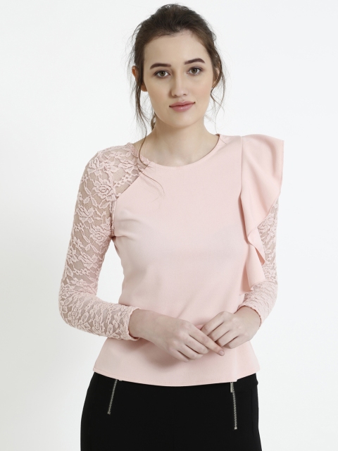 

COVER STORY Women Pink Self Design Top