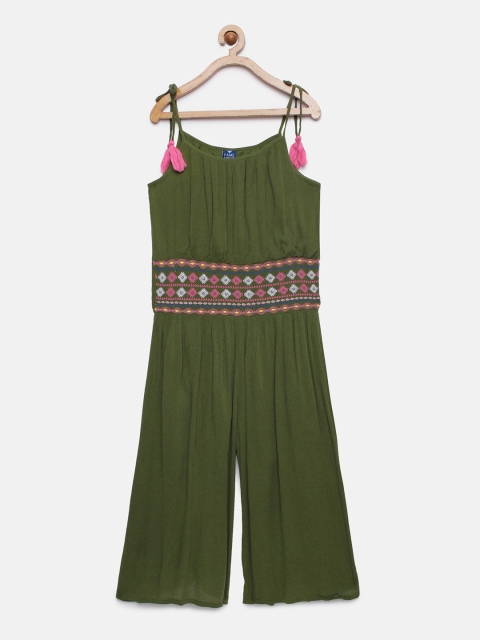 

Fame Forever by Lifestyle Girls Olive Green Solid Culotte Jumpsuit