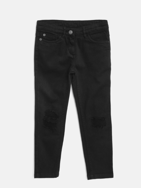 

Bossini Girls Black Regular Fit Mid-Rise Low Distress Stretchable Jeans