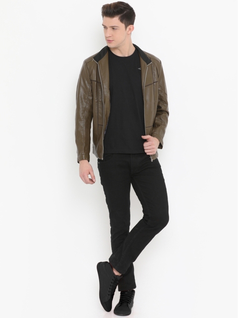 

SHOWOFF Men Olive Green Solid Jacket