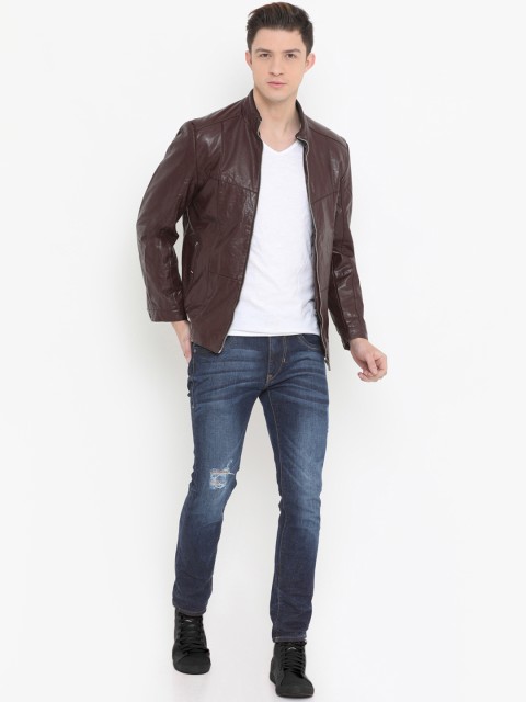 

SHOWOFF Men Brown Solid Jacket