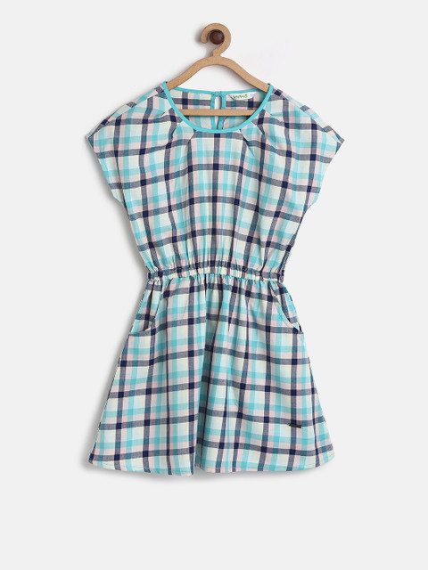 

Bossini Girls Blue Checked Fit and Flare Dress