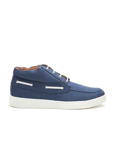 

Carlton London Men Navy Blue Solid Textile Mid-Top Sneakers