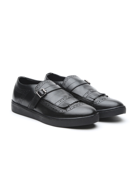 

Carlton London Men Black Leather Monks