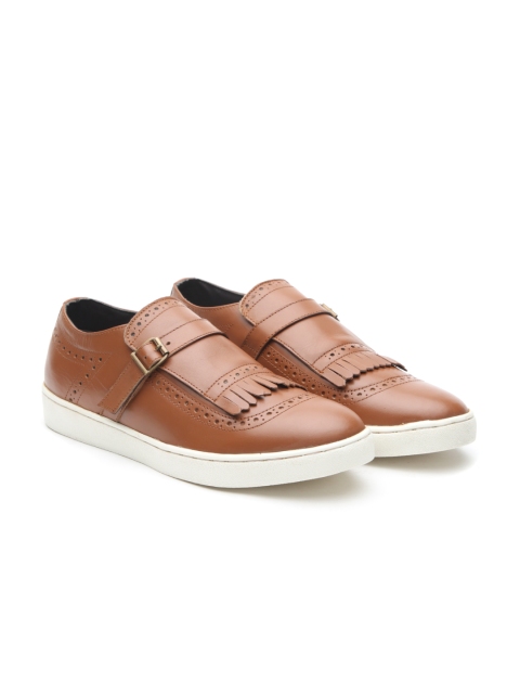 

Carlton London Men Tan Brown Leather Monks