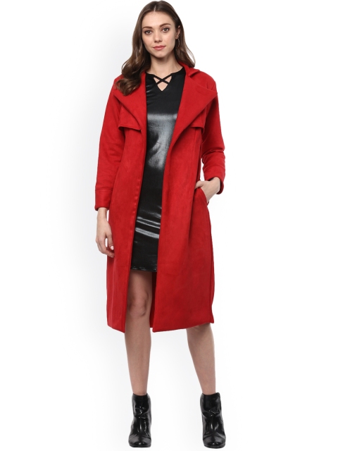 

Woowzerz Women Red Suede Slim Fit Coat