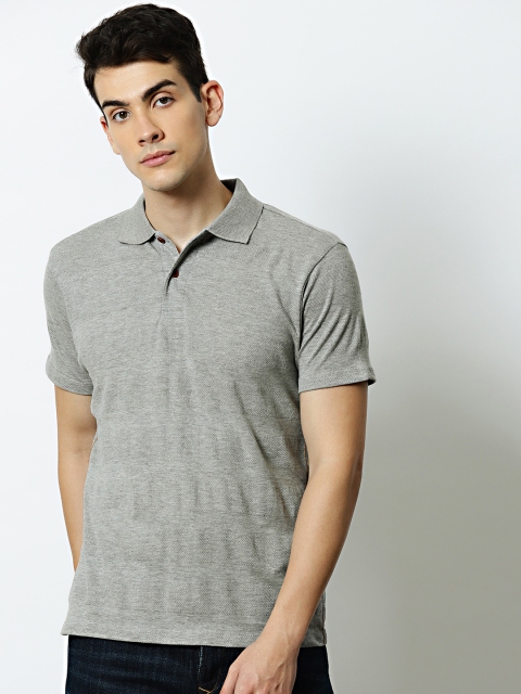 

Mr Bowerbird Men Grey Structure Dobby Polo T-shirt