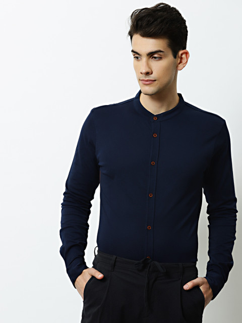 

Mr Bowerbird Men Navy Regular Fit Perfect Pique Knit Casual Shirt, Navy blue