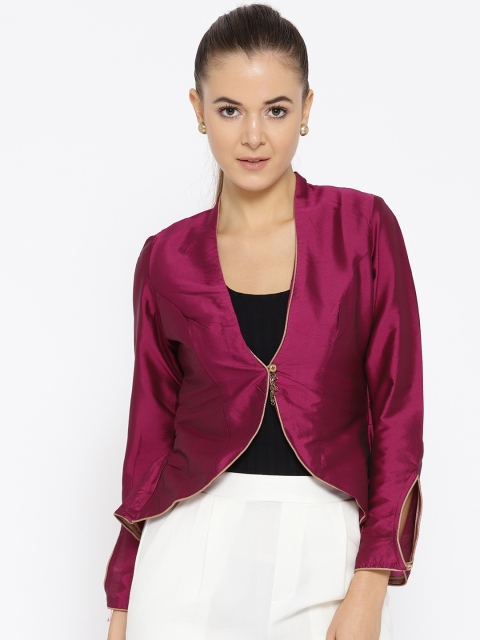 

Ira Soleil Women Purple Solid Open Front Jacket