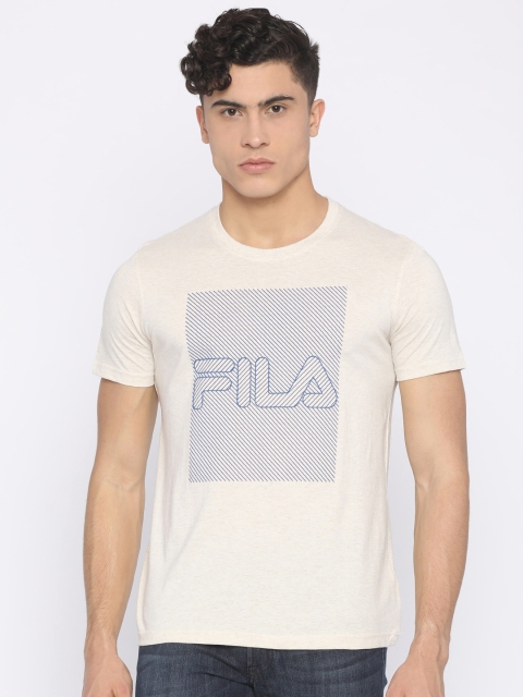 

FILA Men Beige Printed Round Neck T-shirt