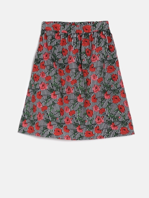 

Fame Forever by Lifestyle Girls Red & Black Printed A-Line Skirt