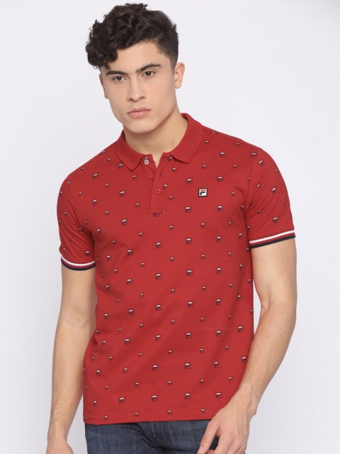 

FILA Men Red Printed Polo T-Shirt