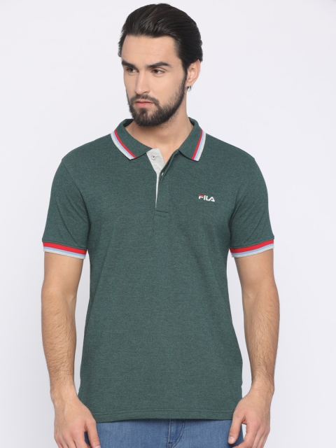

FILA Men Green Solid Polo Collar T-shirt