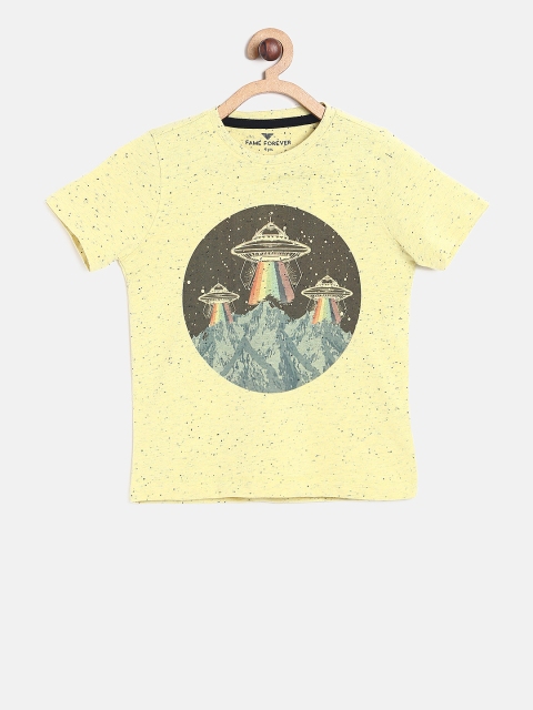 

Fame Forever by Lifestyle Boys Yellow Printed Round Neck T-shirt