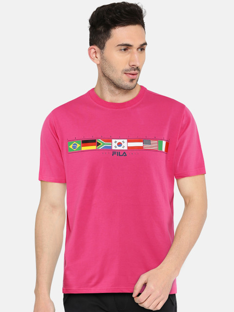 

FILA Men Pink Printed Round Neck T-shirt