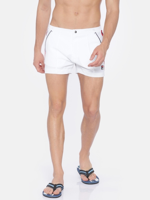 

FILA Men White Solid Regular Fit Sports Shorts