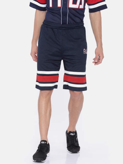 

FILA Men Navy Blue Solid Regular Fit Sports Shorts