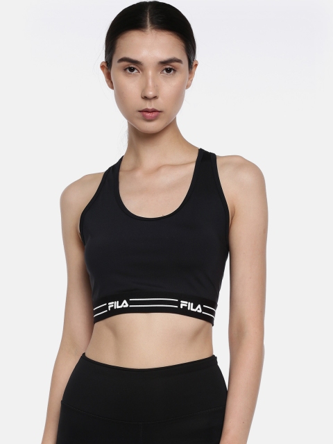 

FILA Black Solid Non-Wired Non Padded Sports Bra