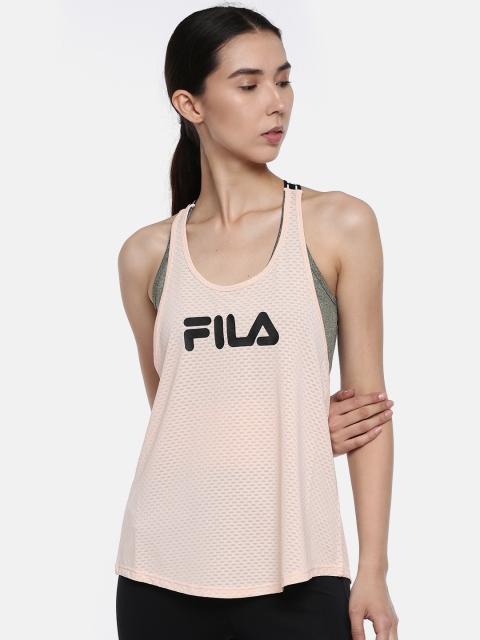 

FILA Women Peach-Coloured Printed Tank Top