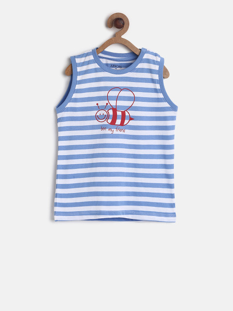 

Juniors by Lifestyle Boys Blue Striped Round Neck T-shirt