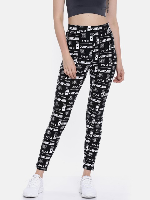 

FILA Women Black & White Printed Tights