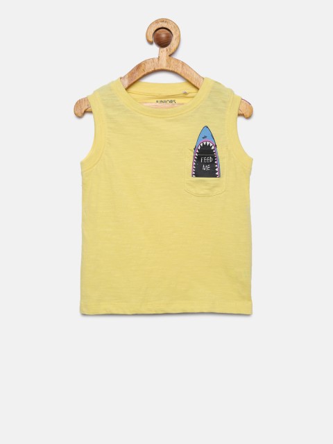 

Juniors by Lifestyle Boys Yellow Solid Round Neck T-shirt