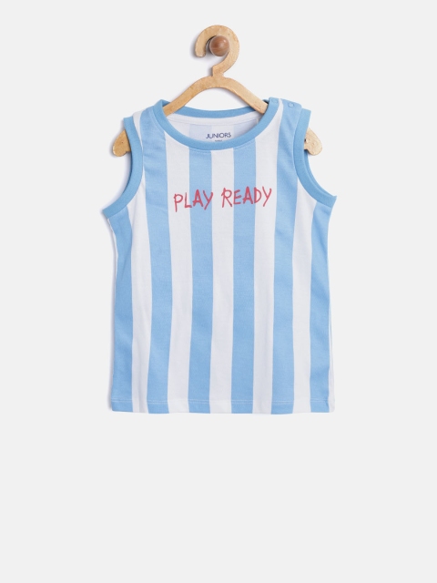 

Juniors by Lifestyle Boys Blue & White Striped Round Neck Sleeveless T-shirt