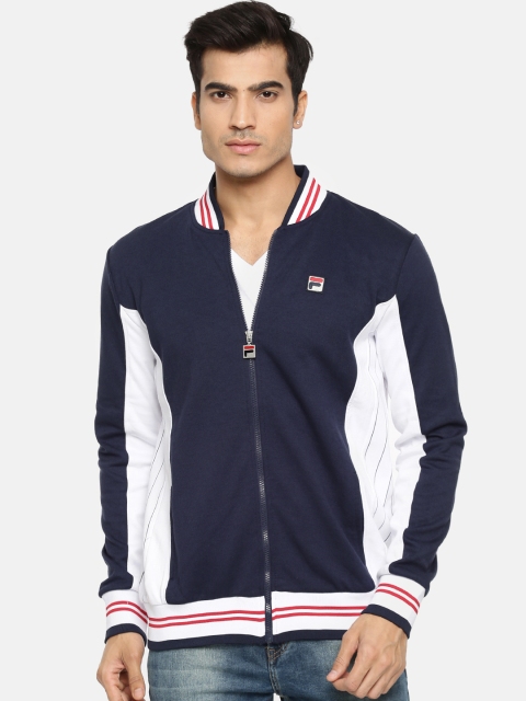 

FILA Men Navy Blue Solid Bomber