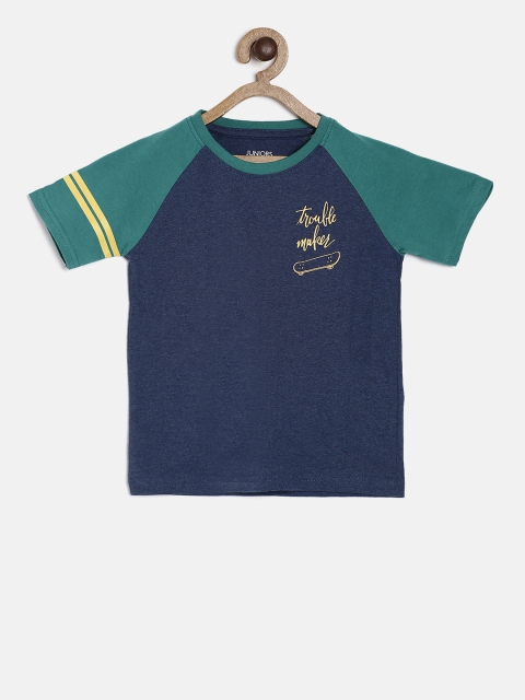

Juniors by Lifestyle Boys Navy Blue Solid Round Neck T-shirt