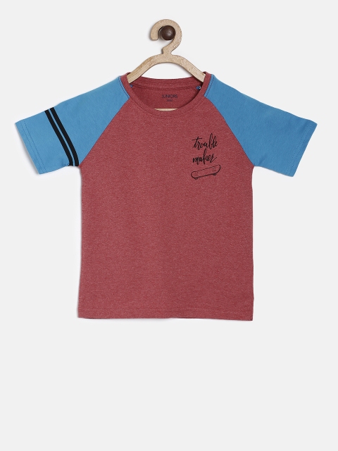 

Juniors by Lifestyle Boys Red Colourblocked Round Neck T-shirt