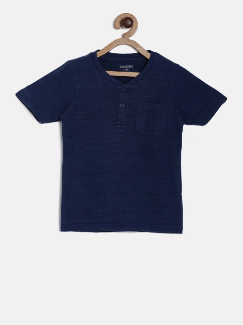 

Juniors by Lifestyle Boys Navy Blue Solid Henley Neck T-shirt