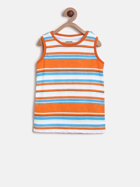 

Juniors by Lifestyle Boys Orange Striped Round Neck T-shirt