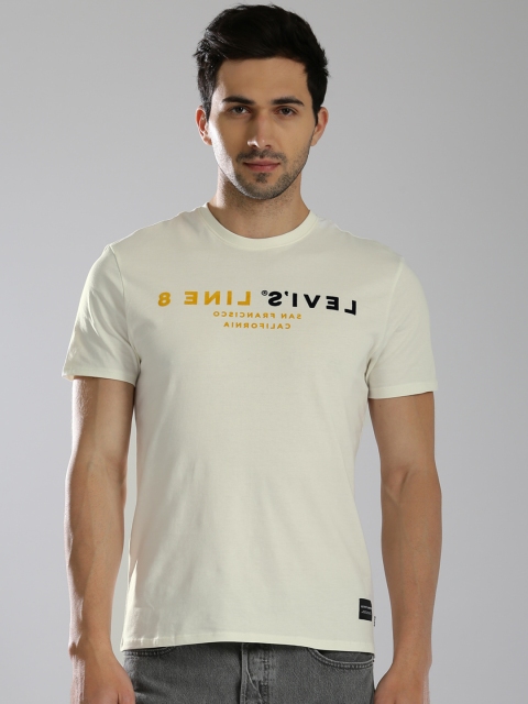 

Levis Men Off-White Self-Design Round Neck T-shirt