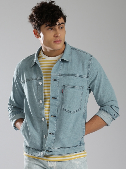 

Levis Men Blue Solid Denim Jacket