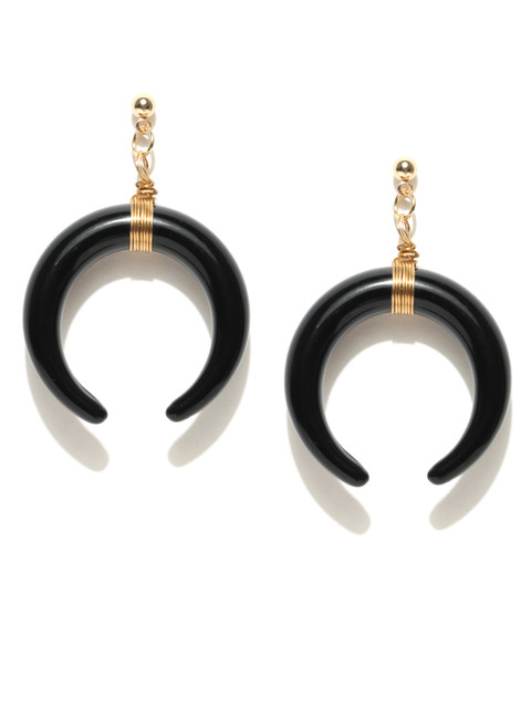 

OOMPH Black Crescent Shaped Handcrafted Drop Earrings