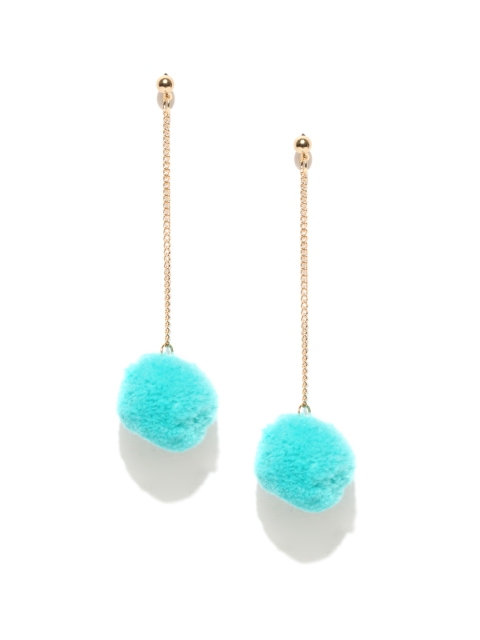 

OOMPH Turquoise Blue Classic Pom-Pom Earrings