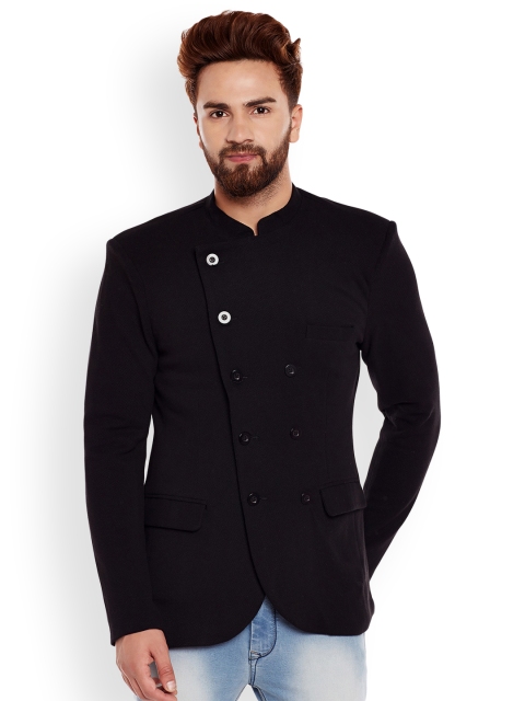 

CHILL WINSTON Men Black Slim Fit Double-Breasted Ethnic Bandhgala Blazer