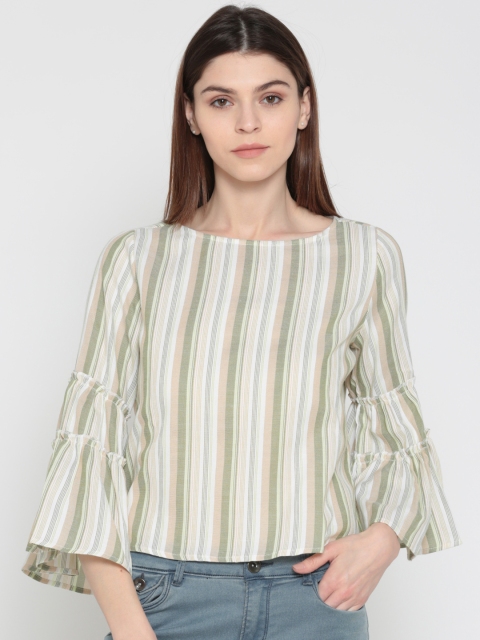 

Fusion Beats Women Green & White Striped Top