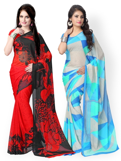 

Vaamsi Pack of Two Printed Sarees, Red