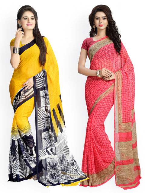 

Vaamsi Pack of Two Printed Sarees, Yellow