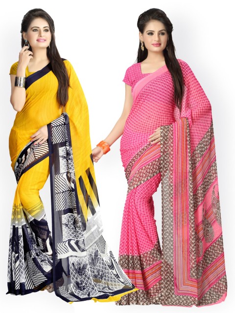 

Vaamsi Pack of Two Printed Sarees, Pink