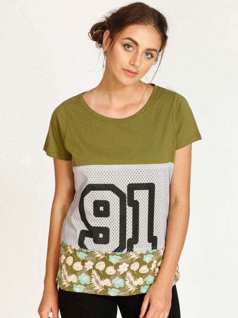 

WEST VOGUE by Zivame Women Green Printed Top