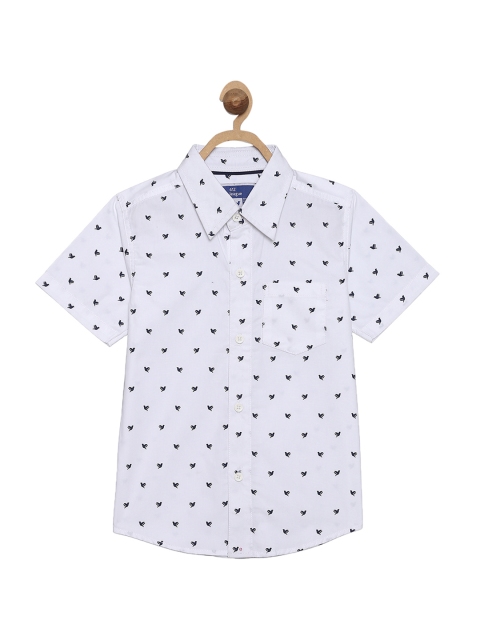 

612 league Boys White Regular Fit Printed Casual Shirt