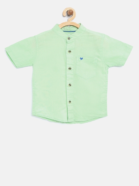 

612 league Boys Green Solid Casual Shirt