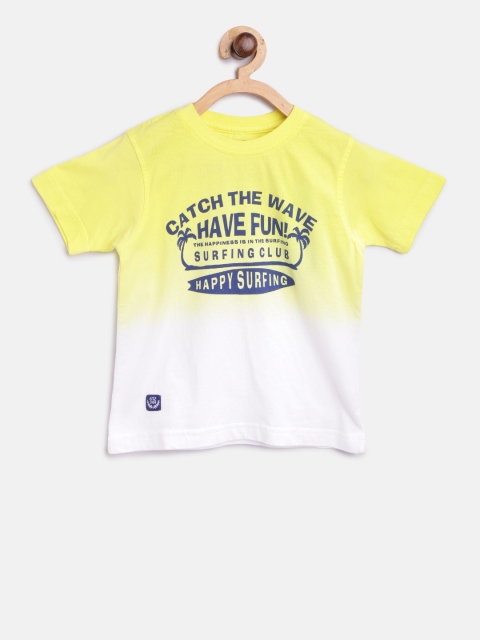 

612 league Boys Yellow Dyed Round Neck T-shirt