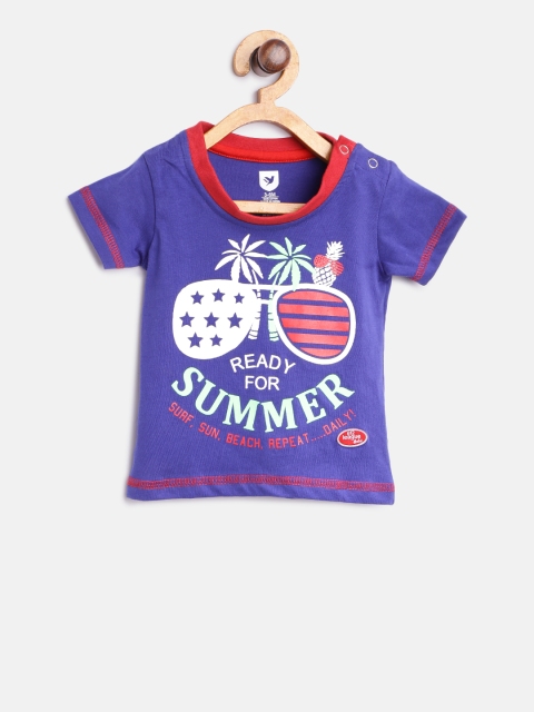 

612 league Boys Blue Printed Round Neck T-shirt