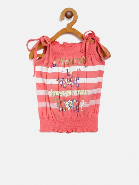 

612 league Girls Pink & White Striped Blouson Top