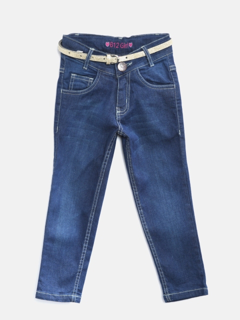 

612 league Girls Blue Mid-Rise Clean Look Stretchable Jeans