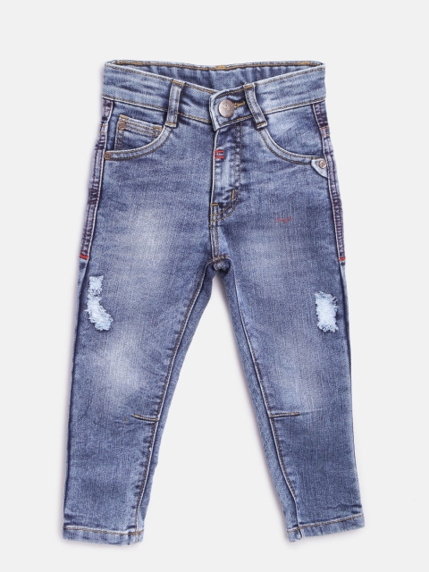 

612 league Boys Blue Mid-Rise Low Distress Stretchable Jeans
