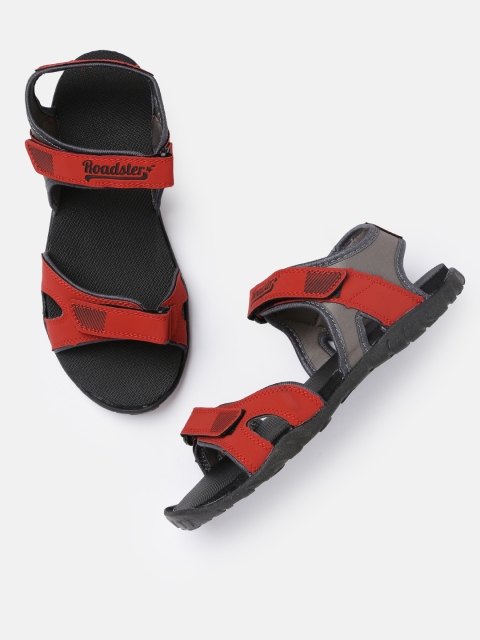 

Roadster Men Red & Grey Sports Sandals